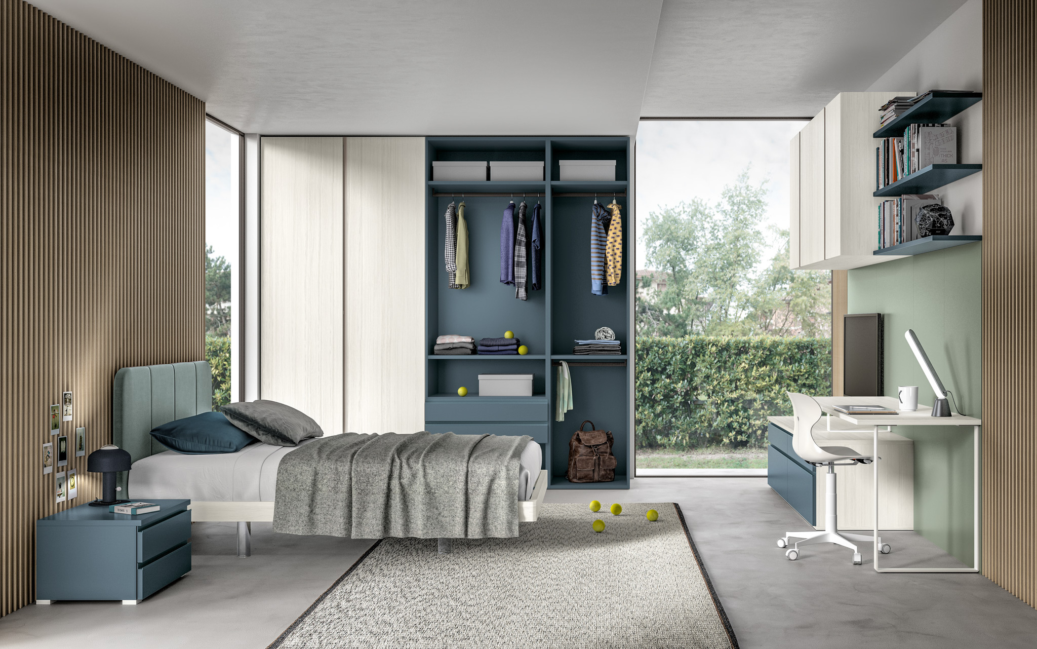 Cameretta ZG Mobili con letto, scrittoio e cabina armadio